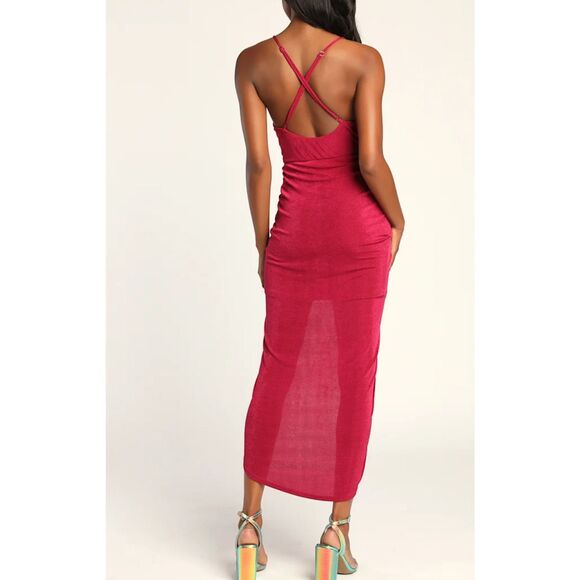 Lulus‎ Dreamy Date Berry Surplice Midi Dress - Picture 2 of 11